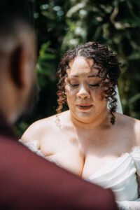 Bride in a white wedding dress during an elopement in La Fortuna, Costa Rica